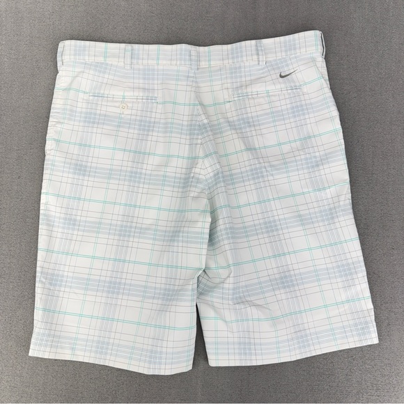 Nike Golf Shorts Mens 40 White Bermuda Plaid Stretch Performance Long 11” Inseam - Picture 11 of 13